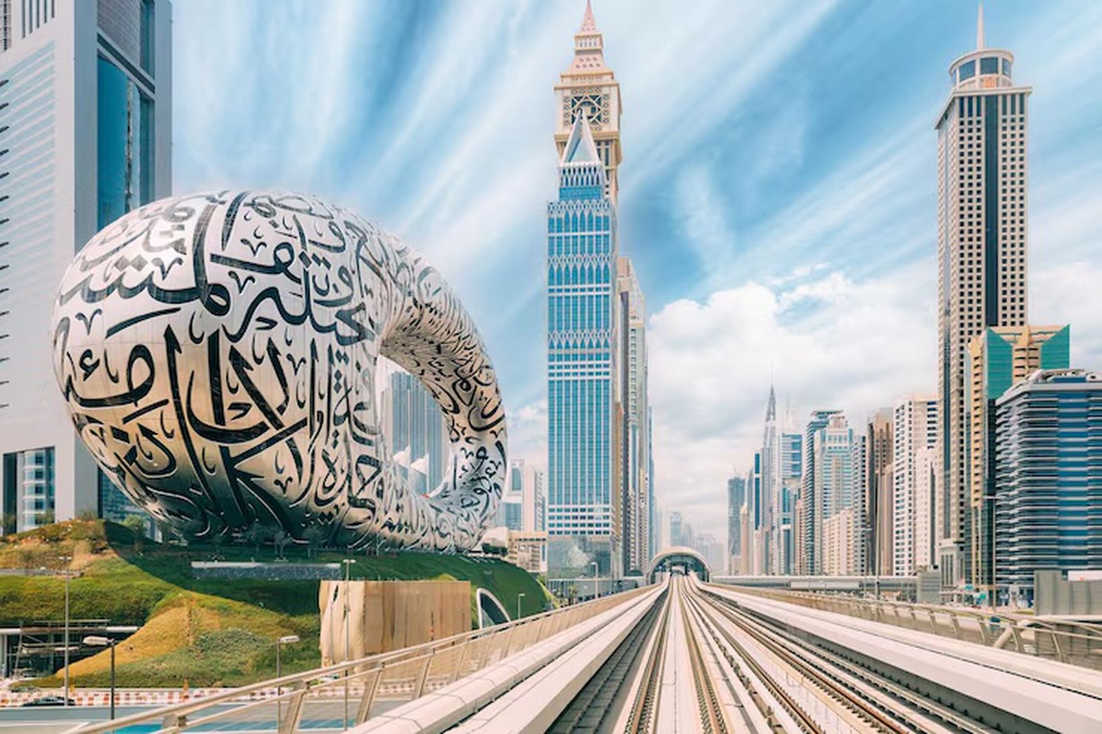 Dubai skyline at golden hour